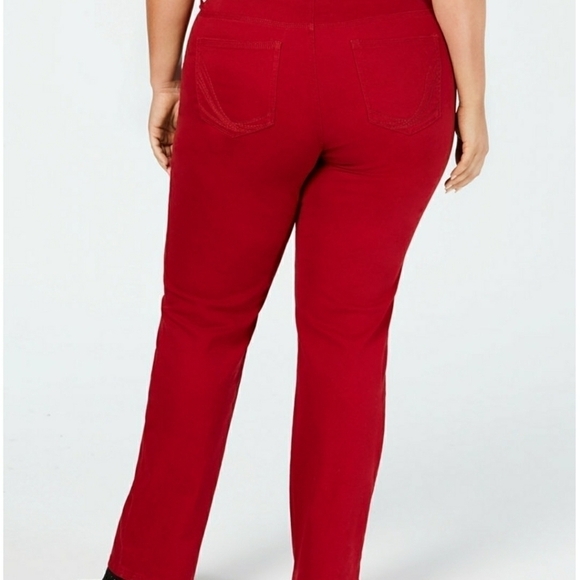 STYLE & CO PLUS SIZE 16 16W PETITE RED PANTS SKINNY HOLIDAYS CHRISTMAS‎ NWT - Picture 7 of 10